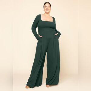 NEW Popflex Go With The Flow Long Sleeve Jumpsuit - Pine